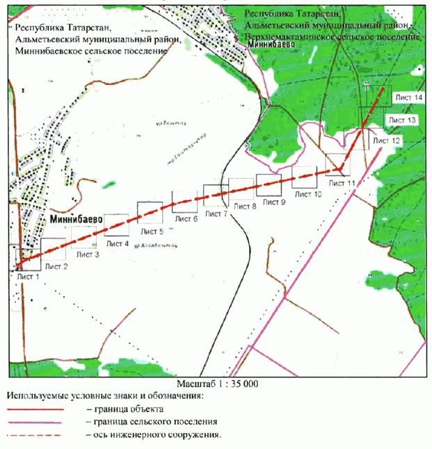 Постановление Кабинета Министров Республики Татарстан от 07.11.2025 N 918 "Об установлении публичного сервитута в целях эксплуатации линейного объекта электросетевого хозяйства регионального значения "ВЛ 35 кВ 17-126 (Миннибаево - КНС 10)". Рис. 1